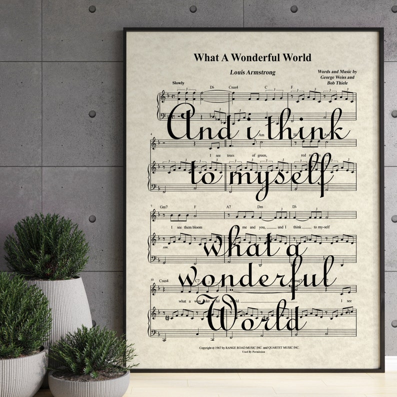 What A Wonderful World Song Lyric Art Print Custom Etsy