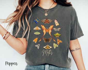 Cottagecore Boho Moth Shirt, Fairycore TShirt, Aesthetic Clothing, Comfort Colors® TShirt, Gift for Nature Lovers, Insect Lovers T-shirt