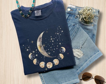 Celestial Moon Shirt, Moon Graphic TShirt, Phases of the Moon Tee, Crescent Moon, Astrology Shirt  Astronomy Tee , Comfort Colors T Shirt,