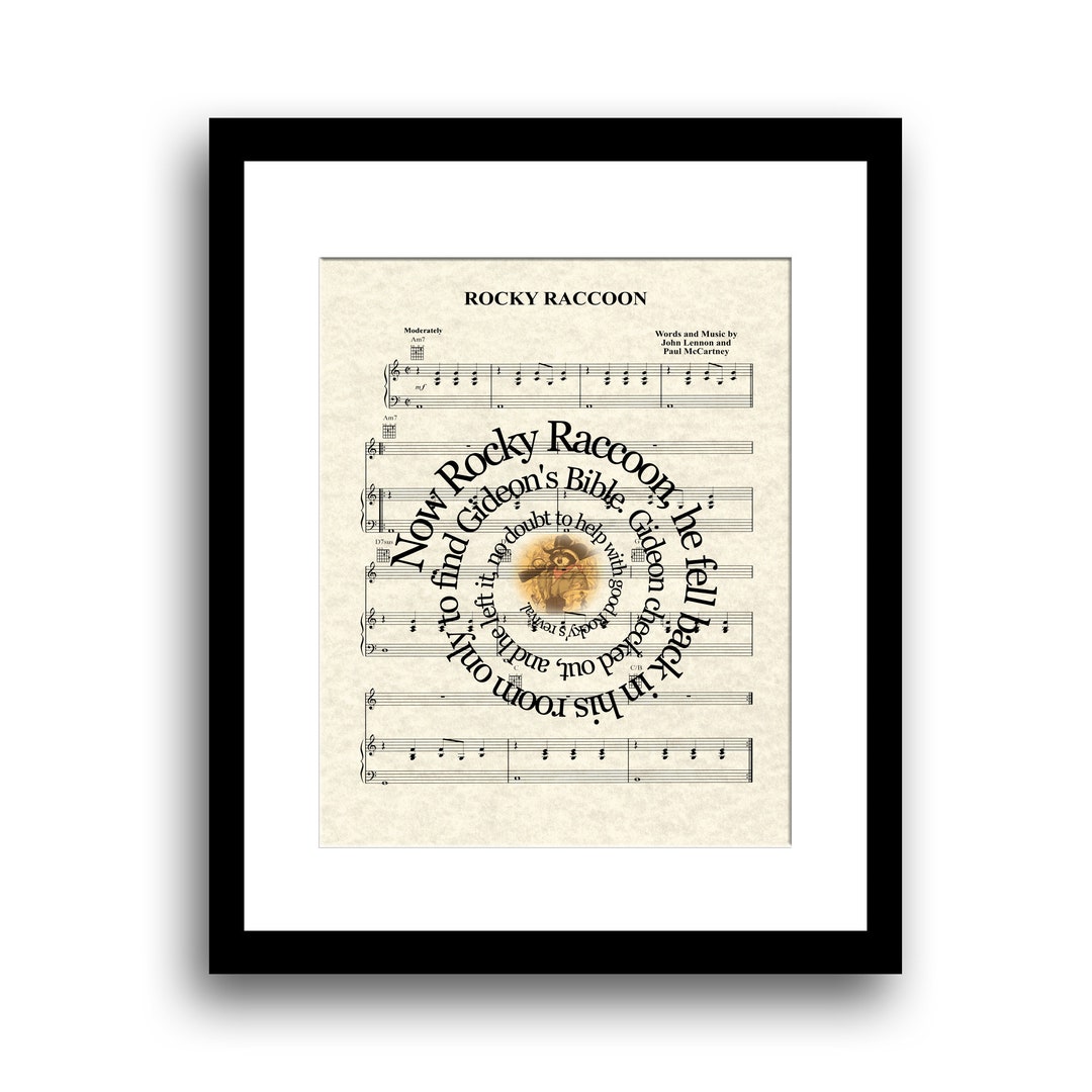 Rocky Raccoon Song Art Sheet Music Print Kid's Room - Etsy