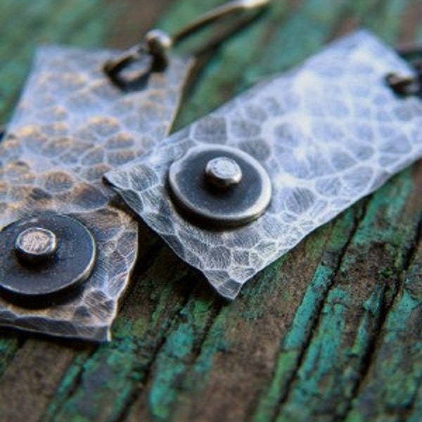 Textures and Rivets Sterling Silver Earrings