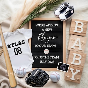 Faire-part de grossesse base-ball Réseaux sociaux numériques Téléchargement instantané Faire-part de bébé bohème simple Sports Sexe révèle des idées de grossesse