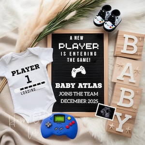 Video Gamer Pregnancy Announcement Digital Template, Gaming Gender Reveal, Video Game Player Pregnancy Announcement, Father&#39;s Day Announce