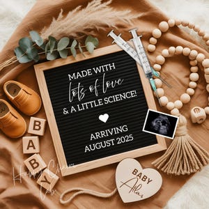 IVF Pregnancy Announcement for Social Media, Neutral Baby Announcement Digital, Miracle  IVF Baby, Simple Boho Baby Announce, Love & Science