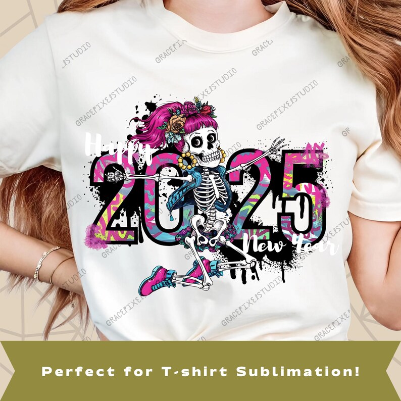 Skeleton Happy New Year 2025 PNG Clipart Retro Skeleton New Year 2025 ...