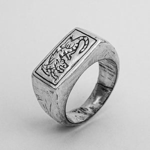 Crawling Tiger Heavy Signet Ring | Solid Sterling Silver Ring | Handmade Jewelry | Tattoo Carved Ring | Vintage Cast | Lost Amigo Rings