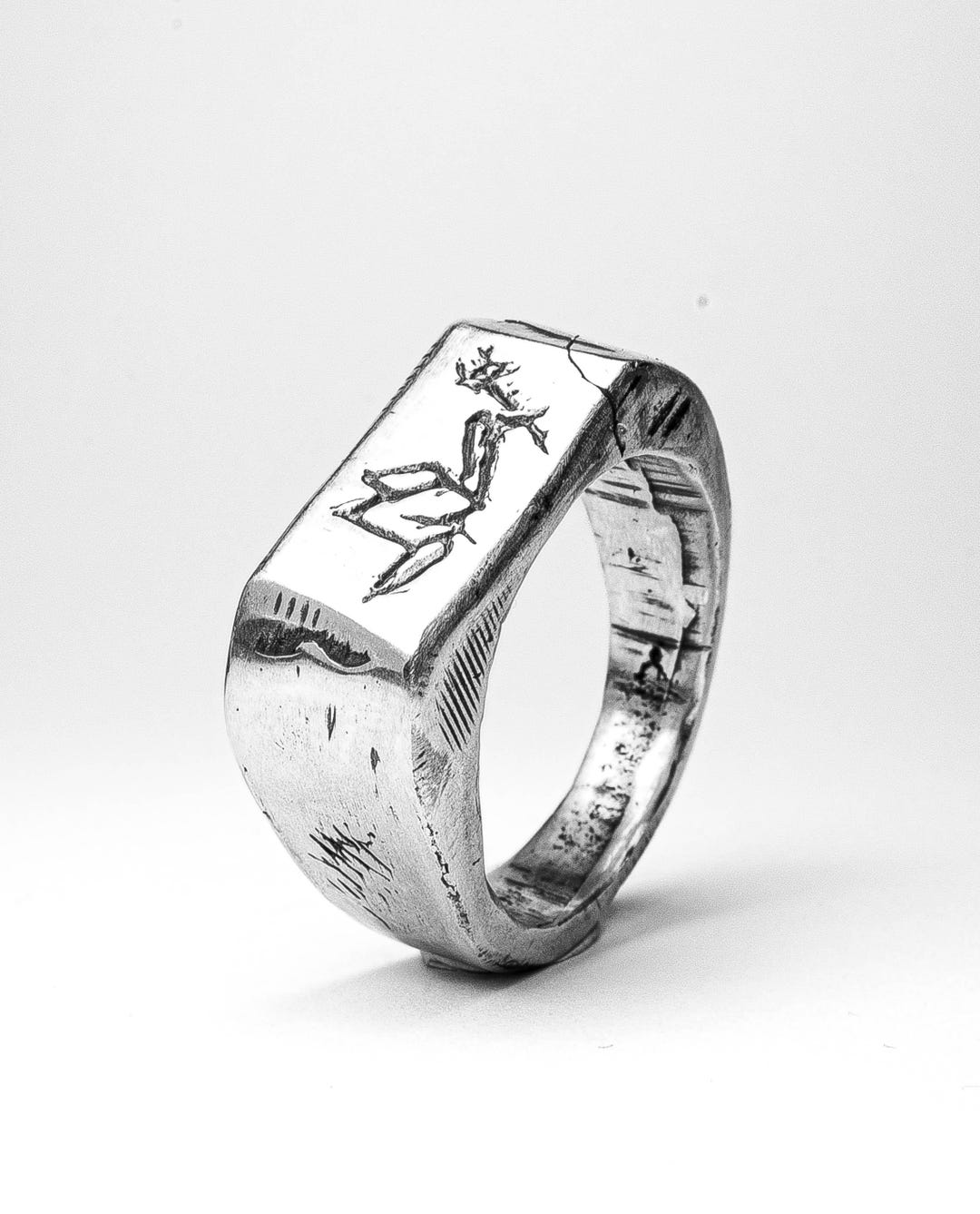 Origami Crane | Heavy Signet Ring | Hand Crafted Small Batch Mens 925 ...