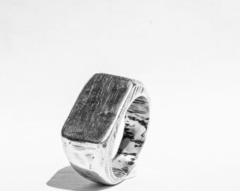 Mens Heavy Silver Faceless Signet Ring | Solid Sterling Silver Ring | Handmade Jewelry | Tattoo Carved Ring | Vintage cast | Lost Amigo 925