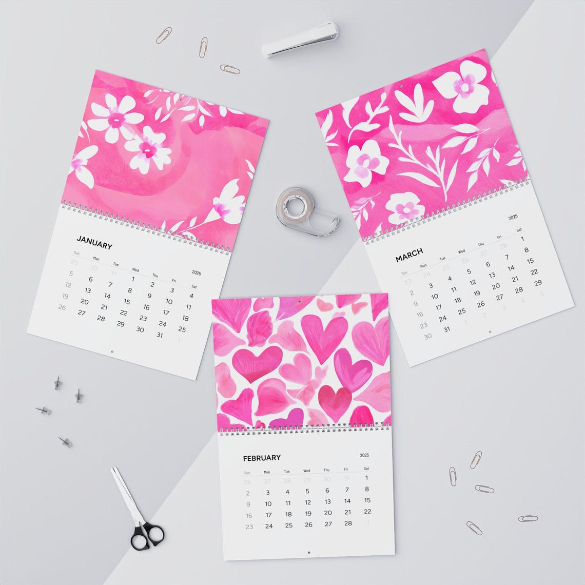 2025 Pink Feminine Calendar Cute and Girly Monthly Planner for ...