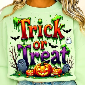 Trick or Treat  PNG, Halloween Png, Cute Spooky Sublimation Design, Funny Retro Halloween Shirt PNG, Digital Trick or Treat Clipart Download