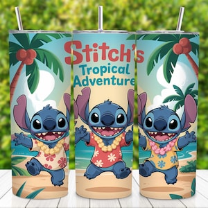 Owijka na kubek Beach Stitch PNG | 20oz Skinny Tumbler Sublimacja Design | Owijka na kubek Cute Cartoon Character | Pobieranie cyfrowe | Beach Tumbler
