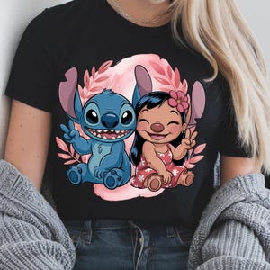 Lilo and Stitch PNG Clipart – Cute Watercolor Background, Stitch & Lilo Best Friends PNG, Instant Digital Download Sublimation Digital File