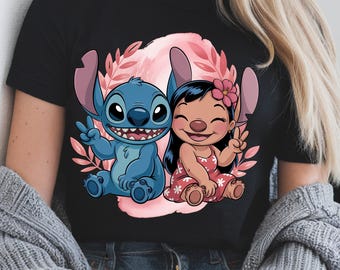 Lilo and Stitch PNG-clipart – schattige aquarel achtergrond, Stitch & Lilo Best Friends PNG, instant digitale download sublimatie digitaal bestand
