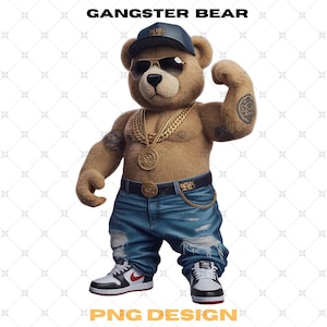 Teddy Bear PNG | Rapper Cartoon Bear Graffiti | Boss Bear Png | Gangster Bear Png | Hip-Hop Bear | Best Selling | Urban DTF Digital Download