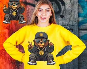 Rapper Cartoon Bear Graffiti PNG: Urban Hip-Hop Design (Digital Download)