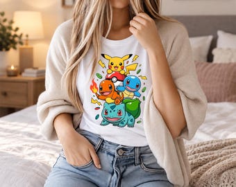 Cartoon Character Starter Monsters PNG T-Shirt Design | Nostalgic Cartoon Stack Sublimation Clipart | T-Shirt Apparel Digital Download PNG