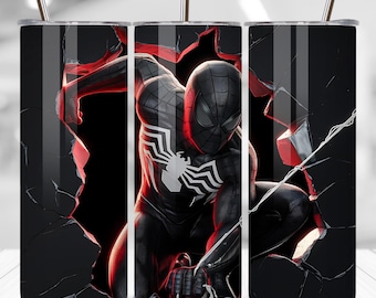 Spiderman Tumbler Wrap: 90's Cartoon Watercolor Design (Digital PNG File)