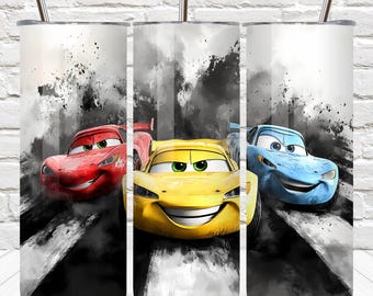90s Cartoon Race Car Tumbler Wrap PNG: Sublimation Designs (Digital Download)