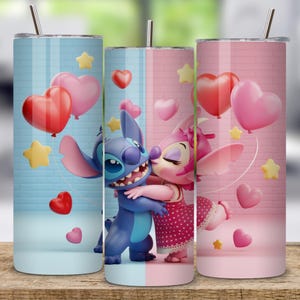 digital lilo stitch floral png, 20oz sublimation wrap design, stitch themed tumbler png, printable cartoon wrap png, disney stitch wrap png download, cute alien 3d wrap sublimation, tapered tumbler floral png, high resolution stitch png wrap, lilo and stitch cartoon design, kawaii tumbler sublimation download, stitch floral cup design png