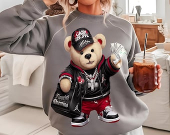 Rapper Teddy Bear PNG: Urban Graffiti Design (Digital Download)