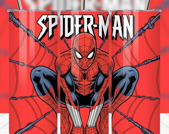 Spiderman Tumbler Wrap, Marvel Superhero 20oz Skinny Tumbler PNG, Spiderman Cartoon Tumbler, Spiderman 20oz Skinny Tumbler Sublimation Wrap