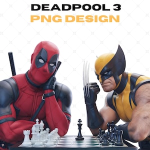 Deadpool and Wolverine PNG | DeadPool And Wolverine Playing Chess | Deadpool 3 Png | Best Selling Png | Deadpool Png | Digital Download