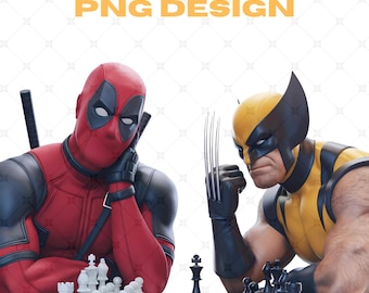 Deadpool en Wolverine, png-bestand | DeadPool en Wolverine schaken | Deadpool 3 png | Bestverkochte png-bestand | Deadpool-png | Digitale download