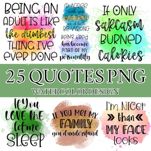 Inspirational Watercolor Quotes Clipart: Motivational PNG Designs (Digital File)