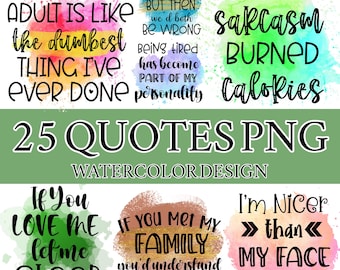 Inspirierende Aquarell Zitate Clipart: Motivierende PNG Designs (Digitale Datei)