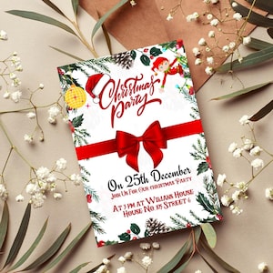 Christmas Party Invitation Template | Editable Invitation | Printable Holiday Party Invite | Digital Download Christmas Party Announcement