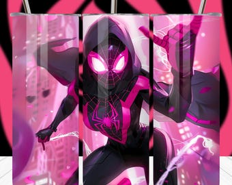 Spiderman Tumbler Wrap PNG, Spider Women 20oz Skinny Tumbler, 90s Cartoon Tumbler Wrap, Girly Pink DIY Sublimation, Instant Digital Download