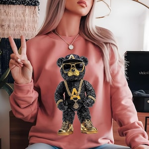 Urban Gangster Bear Png | Teddy Bear PNG | Rapper Cartoon Bear Graffiti | Boss Bear Png | Hip-Hop Bear | Best Selling | DTF Digital Download