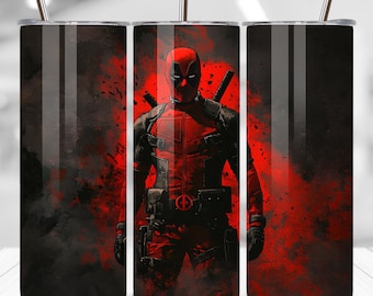 Deadpool Tumbler Wrap: Retro 90s Cartoon Design (Digital Download PNG)