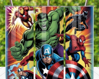 Superhero Tumbler Wrap PNG | 20oz Skinny Movie & Game Characters Sublimation | Marvel  Digital Tumbler Design | Printable Cup Wrap Download