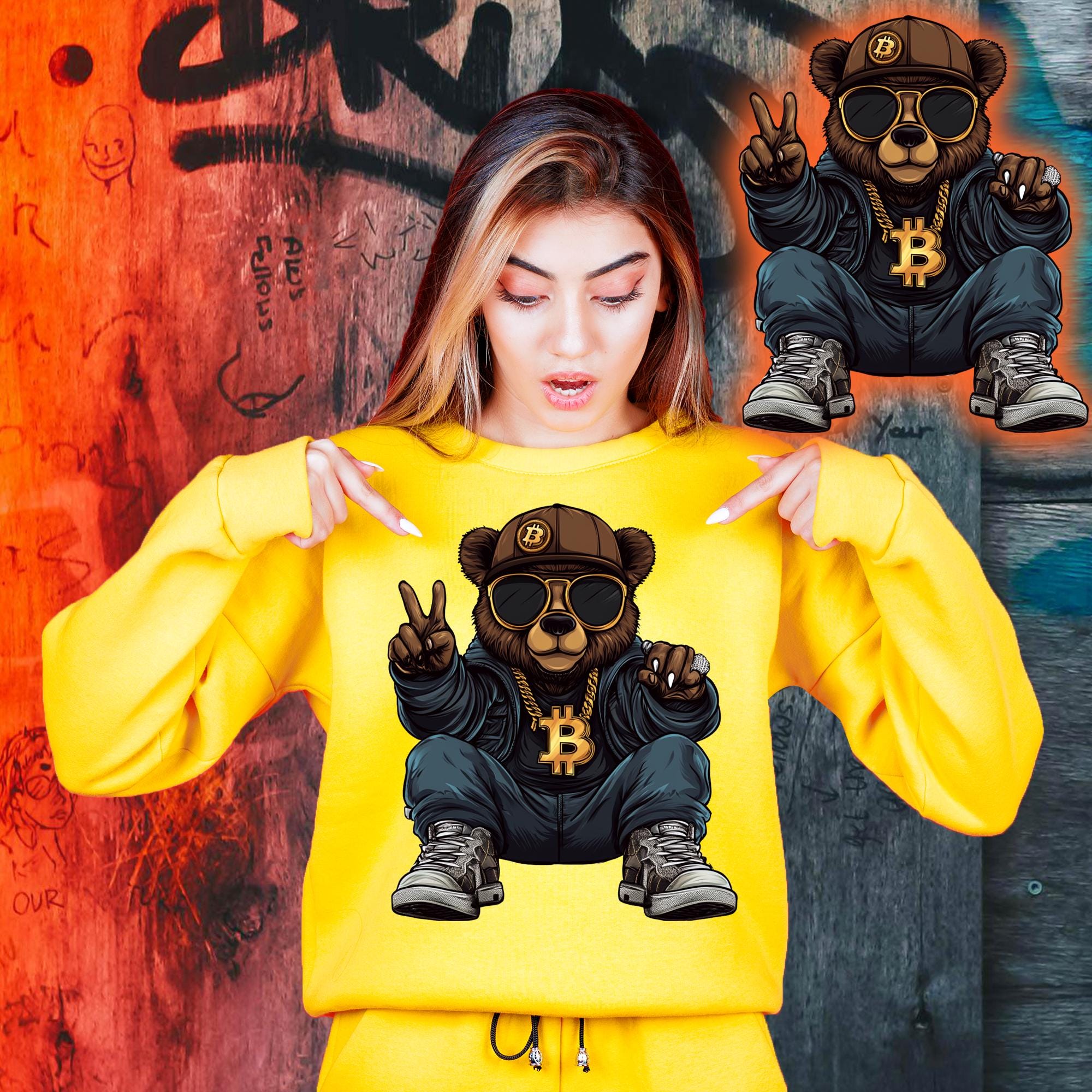 Hack Raper Bear Rapper Teddy Bear PNG: Gangster Graffiti Bear, Urban DTF (digital ...