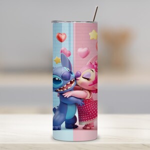 lilo stitch floral skinny png, 20oz wrap sublimation cartoon, stitch inspired tumbler png, cute alien cup wrap png, pastel cartoon tumbler png, floral wrap design printable, 3d lilo stitch artwork png, skinny tapered stitch png design, download disney character png, sublimation stitch wrap bundle