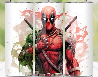 Deadpool Tumbler Wrap: Superhero 20oz Skinny Tumbler Design (Digital Download)
