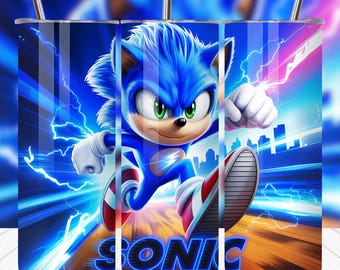 Sonic Tumbler Wrap PNG, Hedgehog 20oz Skinny Tumbler, 90s Cartoon Tumbler Wrap, DIY Sublimation Design, Digital Download, Printable PNGs