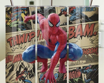 Spiderman Watercolor Tumbler Wrap: Superhero Sublimation PNG (Digital Download)