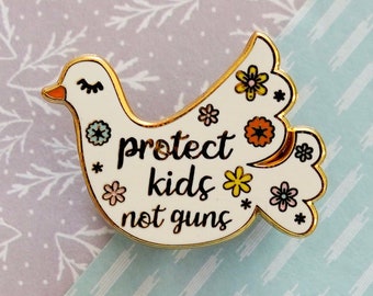 Protect Kids, Not Guns Floral Peace Dove Gun Control Enamel Pin