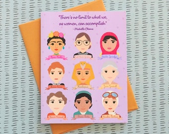 Famous Women in History "There's no limit to what we as women can accomplish" Feminist Empowerment Friendship Galentine Greeting Card