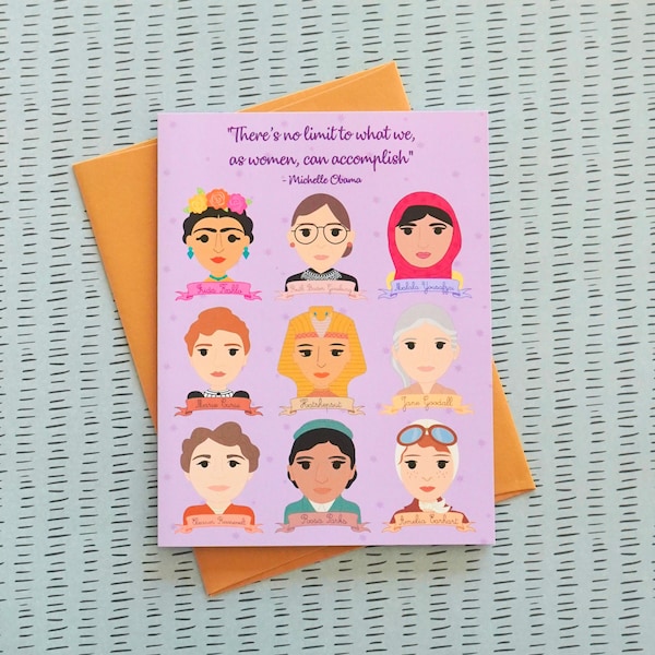Famous Women in History "There's no limit to what we as women can accomplish" Feminist Empowerment Friendship Galentine Greeting Card