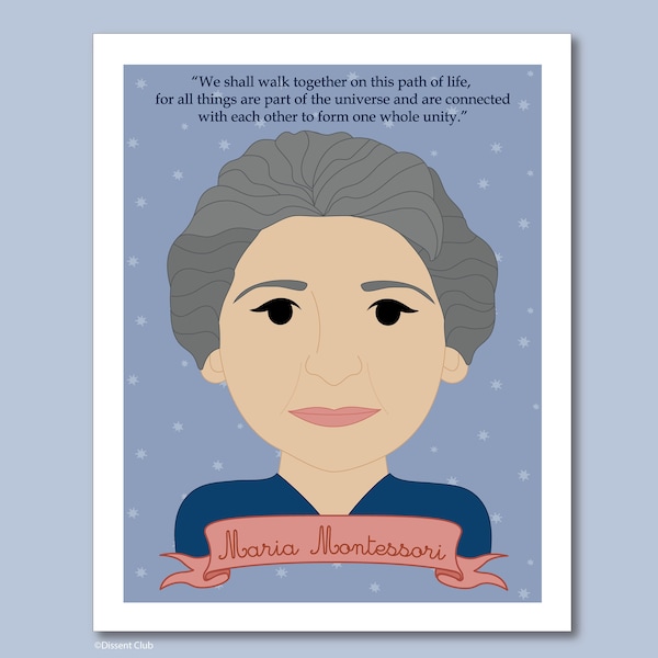 Sheroes Collection: Maria Montessori 8x10 Art Print, Famous Women in History, Women in Education Poster, Inspiring Leaders Poster