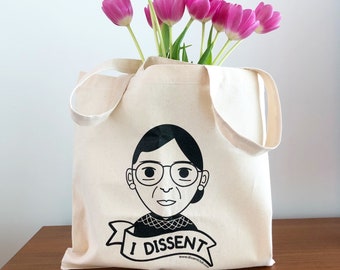 RBG Ruth Bader Ginsburg 'I Dissent' Tote Bag