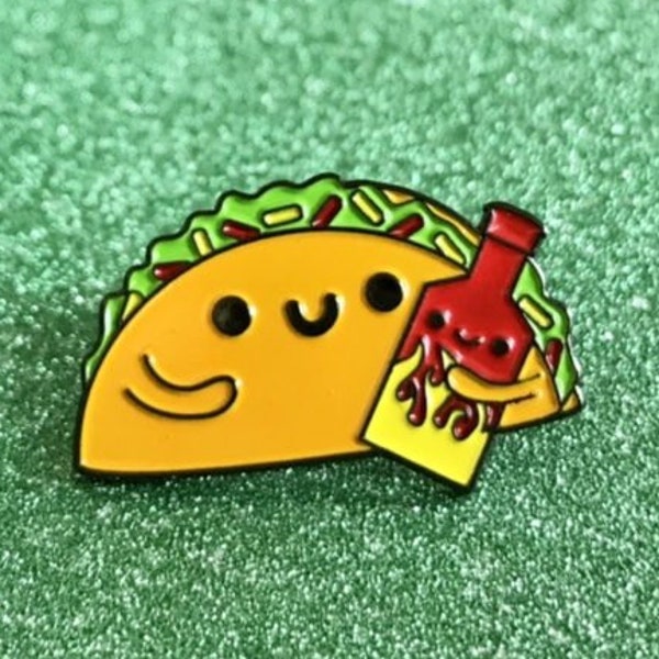 SALE! Make It Spicy Taco & Hot Sauce Enamel Pin