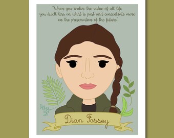 Sheroes Collection: Dian Fossey 8x10 Art Print Famous Women in Science, STEM History Poster, Classroom, Library, Inspiring Poster