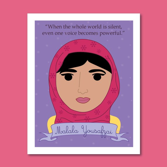 Malala Poster Famous Feminist Portrait Fan Minimalist Home Decor Print