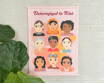 Famous Women in History 'Determined to Rise' Canvas Wall Hanging