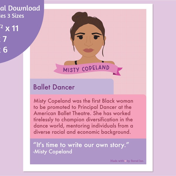 Download! Misty Copeland Biography, Facts, Portrait for School, Library, Educational Use, Famous Women in History