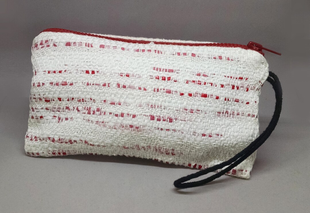 Recycled Plastic Bag Clutch white and Red - Etsy